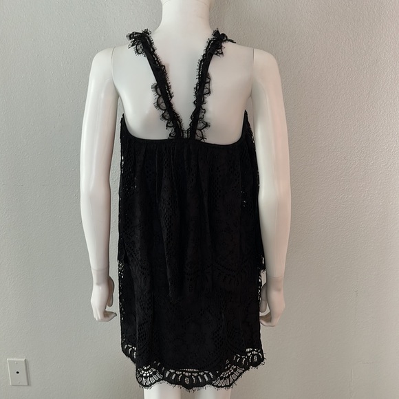 ALEXIS black lace tiered halter straps cocktail party dress S - Picture 6 of 8